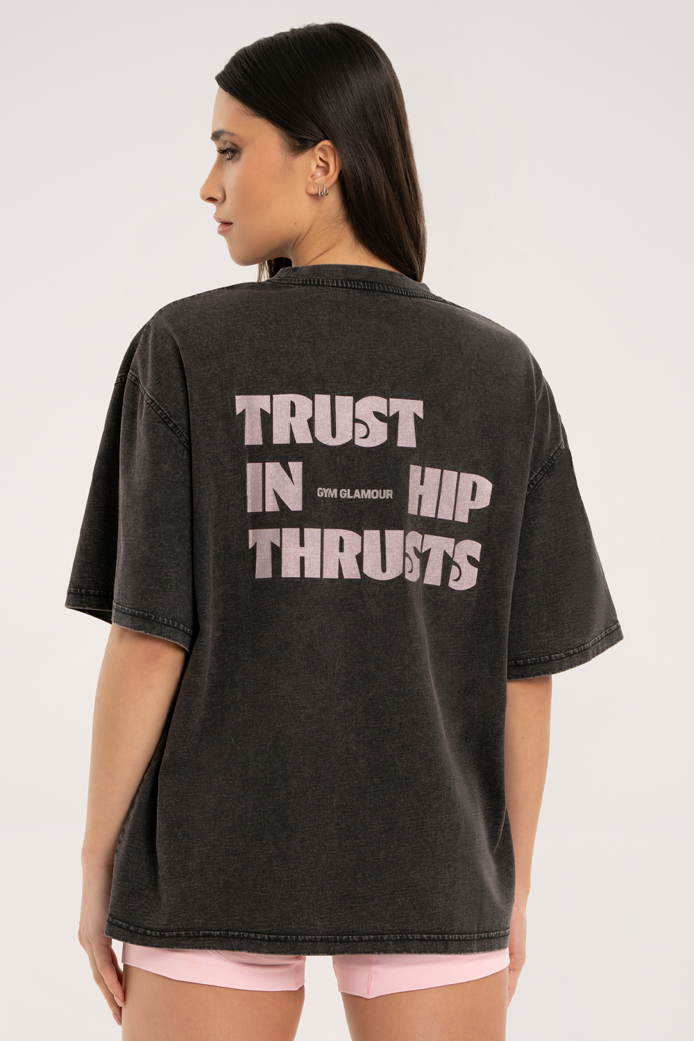 Oversize marškinėliai "Trust in Hip Thrusts"